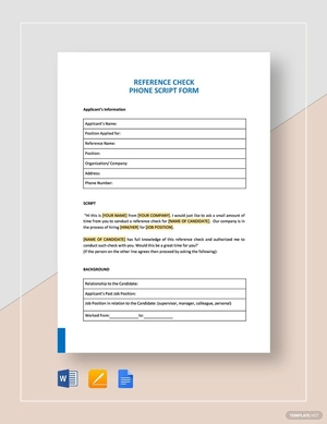 Reference Check Phone Script Template