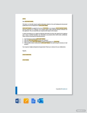 Personal Reference Check Letter