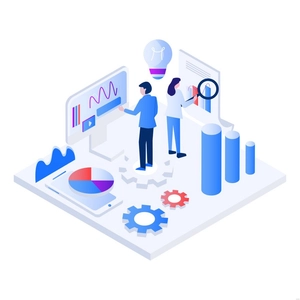Isometric Data Analysis Illustration