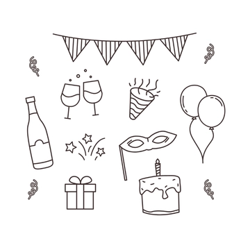 Free Party Doodle Clipart Template to Edit Online