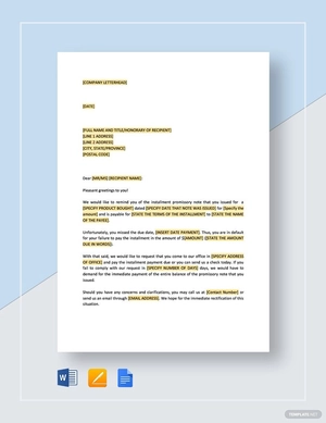 Demand for Payment on Installment Promissory Note Template