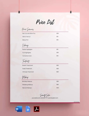 Price List Template