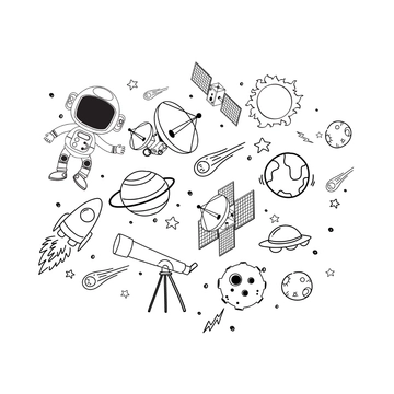 Free Space Doodle Clipart Template to Edit Online