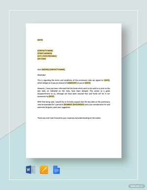 Request for Extension of Time on Promissory Note Template