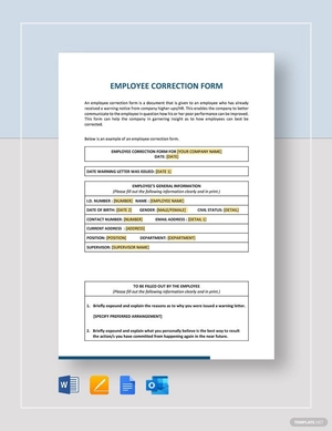 Employee Correction Form Template