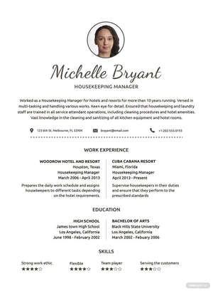 Housekeeping Resume Template