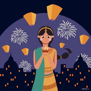 Kids Diwali Vector