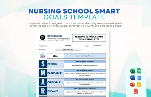 Nursing School Smart Goals Template