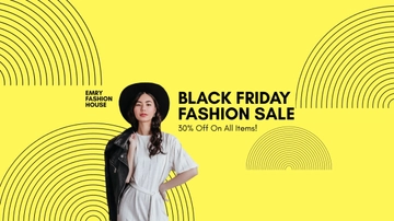 Free Black Friday Fashion Sale YouTube Banner Template to Edit Online