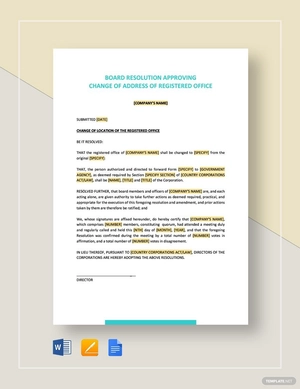 Board Resolution Approving Change of Address of Registered Office Template