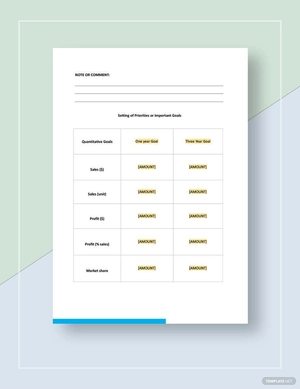 One Minute Goal Setting Template