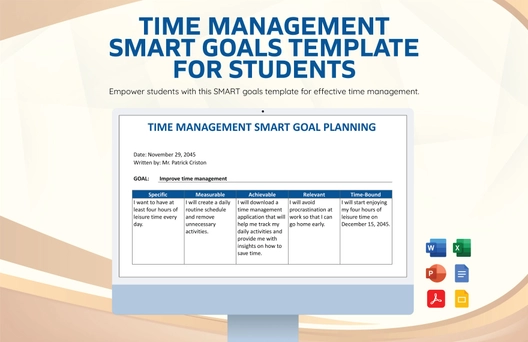 Time Management Smart Goals Template for Students