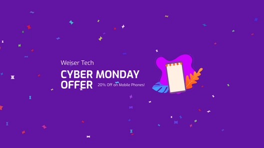 Free Cyber Monday Offer Youtube Banner Template to Edit Online