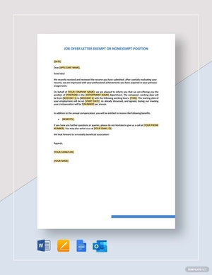 Job Offer Letter - Exempt or Nonexempt Position