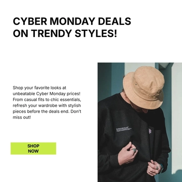 Free Cyber Monday Clothing Sale Facebook Post Template to Edit Online