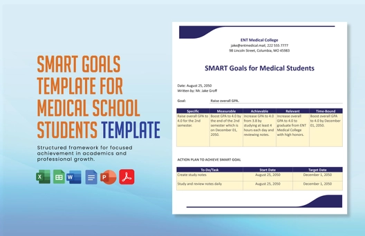 Smart Goals Template for Medical Students