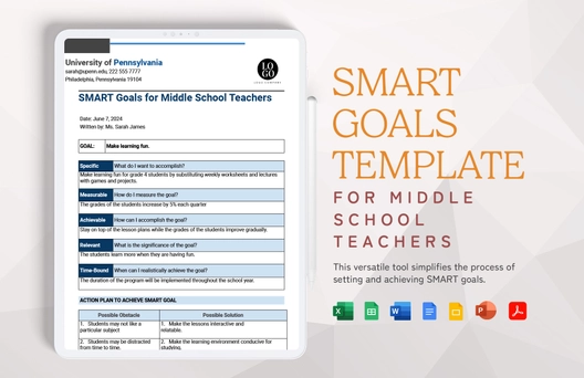 Smart Goals Template For Middle School Teachers