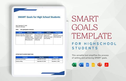 Smart Goals Template for High School Students