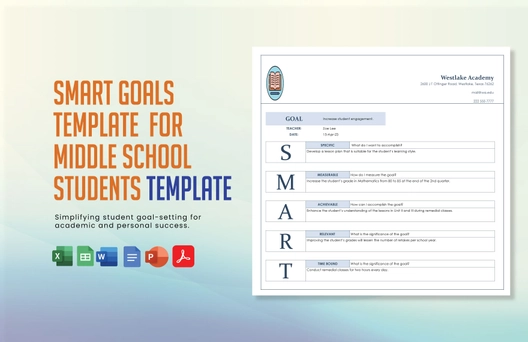 Smart Goals Template for Middle School Students