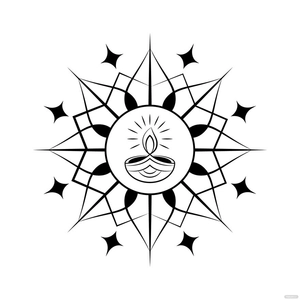 Black And White Diwali Vector