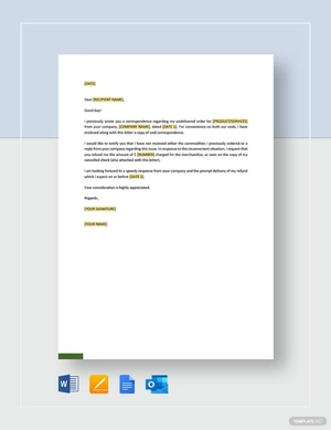Request for Refund on Undelivered Merchandise Template