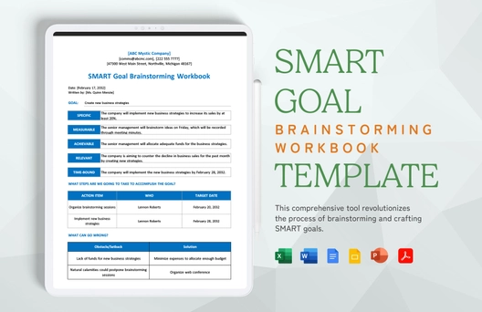 Smart Goal Brainstorming Workbook Template