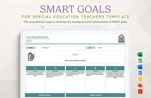 SMART Goals For Especial Education Teachers Template