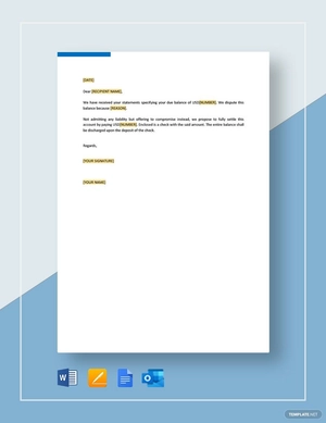 Settlement Offer on Disputed Account Template
