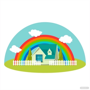 Rainbow House Vector