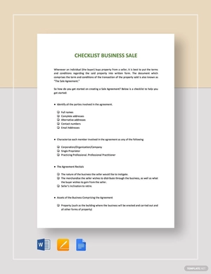 Checklist Sale of a Business Template