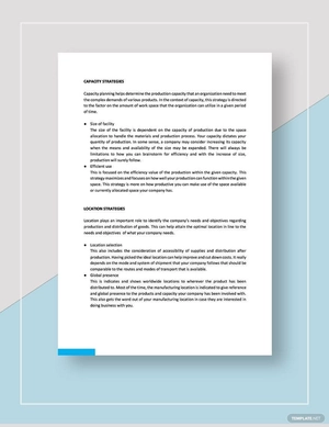 Possible Production & Operations Management Strategies Template