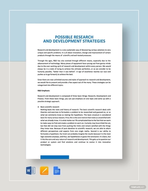Possible Research and Development Strategies Template
