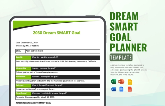 Dream Smart Goal Planner Template