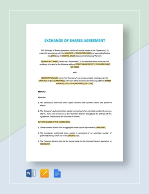 Exchange of Shares Agreement Template