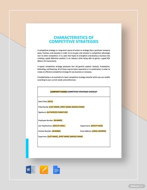Characteristics of Competitive Strategies Template