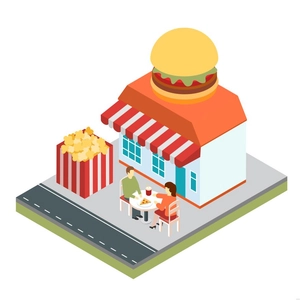 Isometric Fastfood Illustration