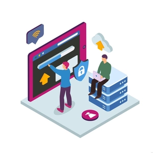 Isometric Web Hosting Illustration