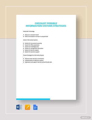 Checklist Possible Information Systems Strategies Template