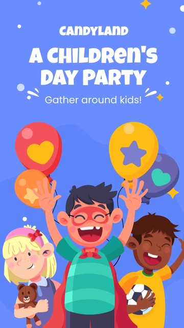 Free Children's Day Party Whatsapp Post Template to Edit Online