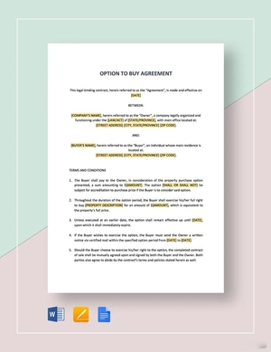 Option to Buy Agreement Template