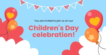 Free Childrens Day Invitation Facebook Post Template to Edit Online