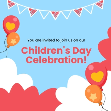 Free Childrens Day Invitation Instagram Post Template to Edit Online