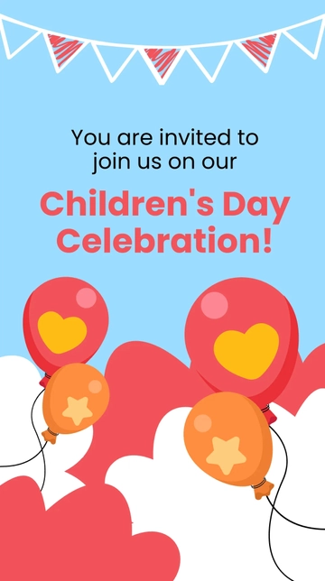 Free Childrens Day Invitation Instagram Story Template to Edit Online