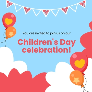Free Childrens Day Invitation Linkedin Post Template to Edit Online