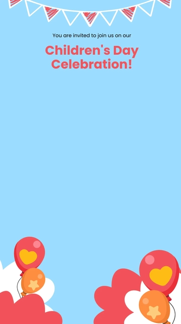 Free Childrens Day Invitation Snapchat Geofilter Template to Edit Online
