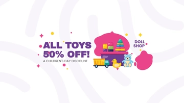 Free Children's Day Offer Youtube Banner Template to Edit Online