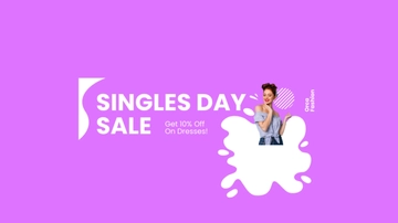 Free Singles Day Sale Youtube Banner Template to Edit Online