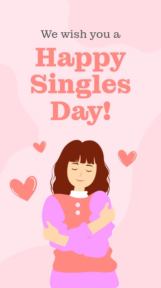 Free Happy Singles Day WhatsApp Post Template to Edit Online