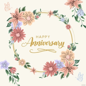 Floral Happy Anniversary Vector