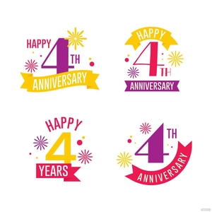 4th Happy Anniversary Vector